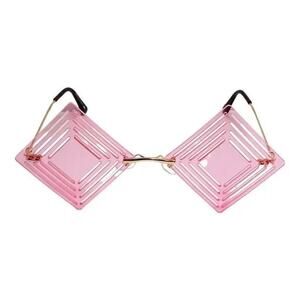 6090 | Pink Novelty Square Sunglasses with unique cutouts